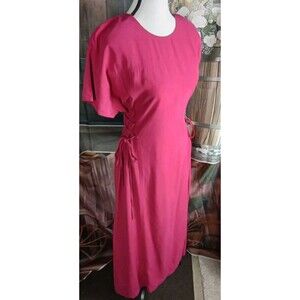 Patricia Magali Maxi Dress Size 8 100% Silk Lace Up Sides Zip Red